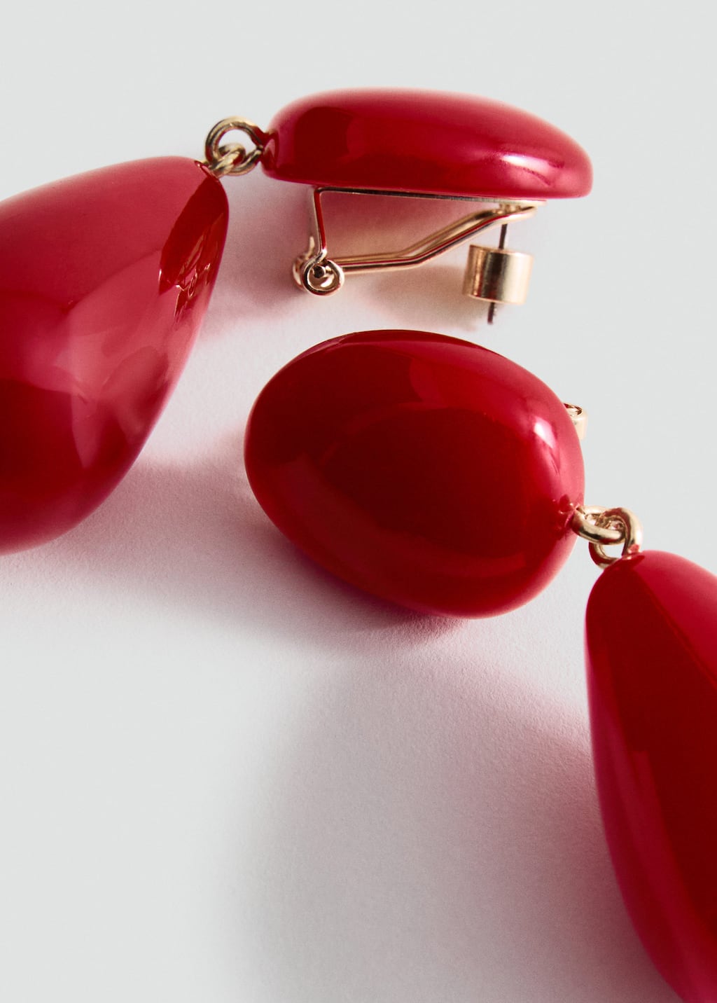 Mango Boucles D'oreilles Pendantes Goutte Résine Rouge - Femme - Taille Unique -