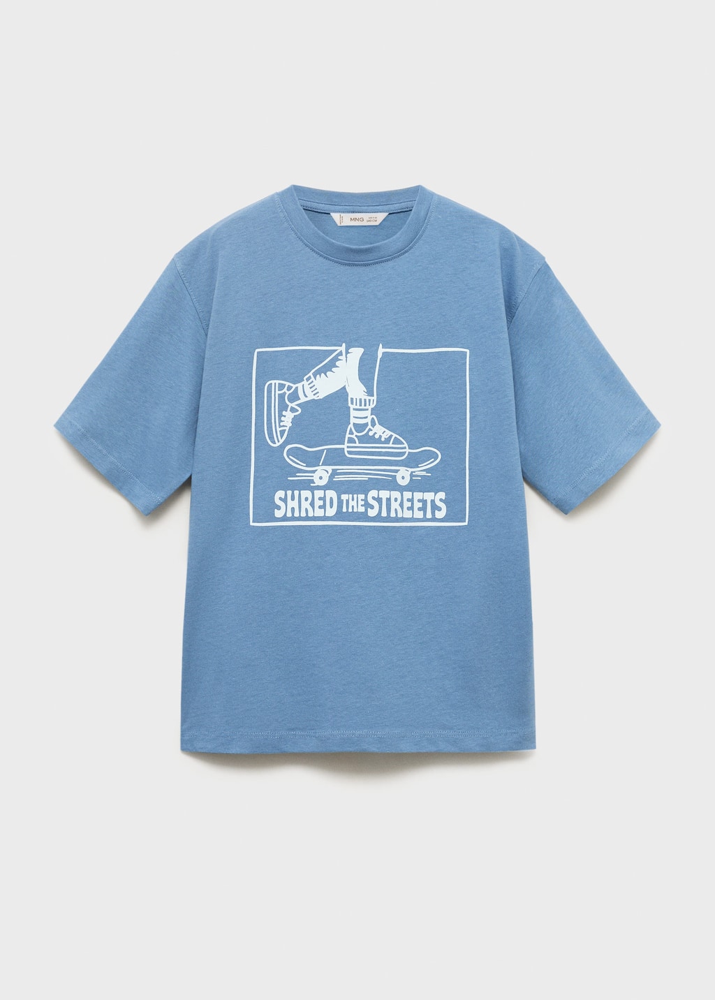 Mango Short-sleeved Printed T-shirt Blue