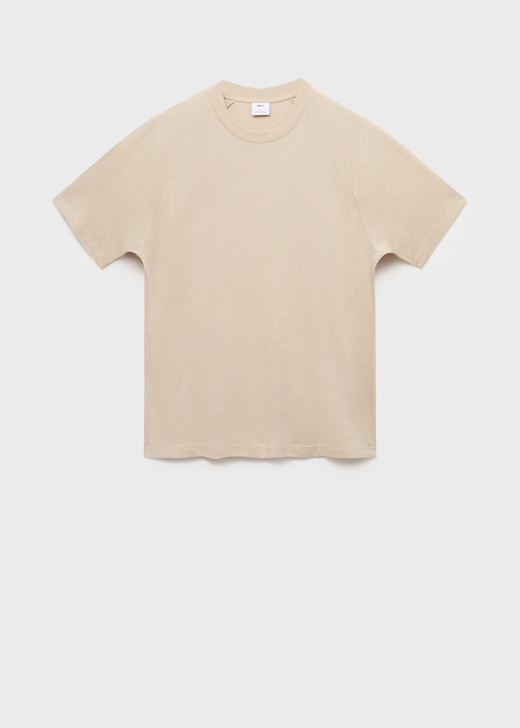 Mango Man Relaxed-fit Cotton-linen T-shirt Beige