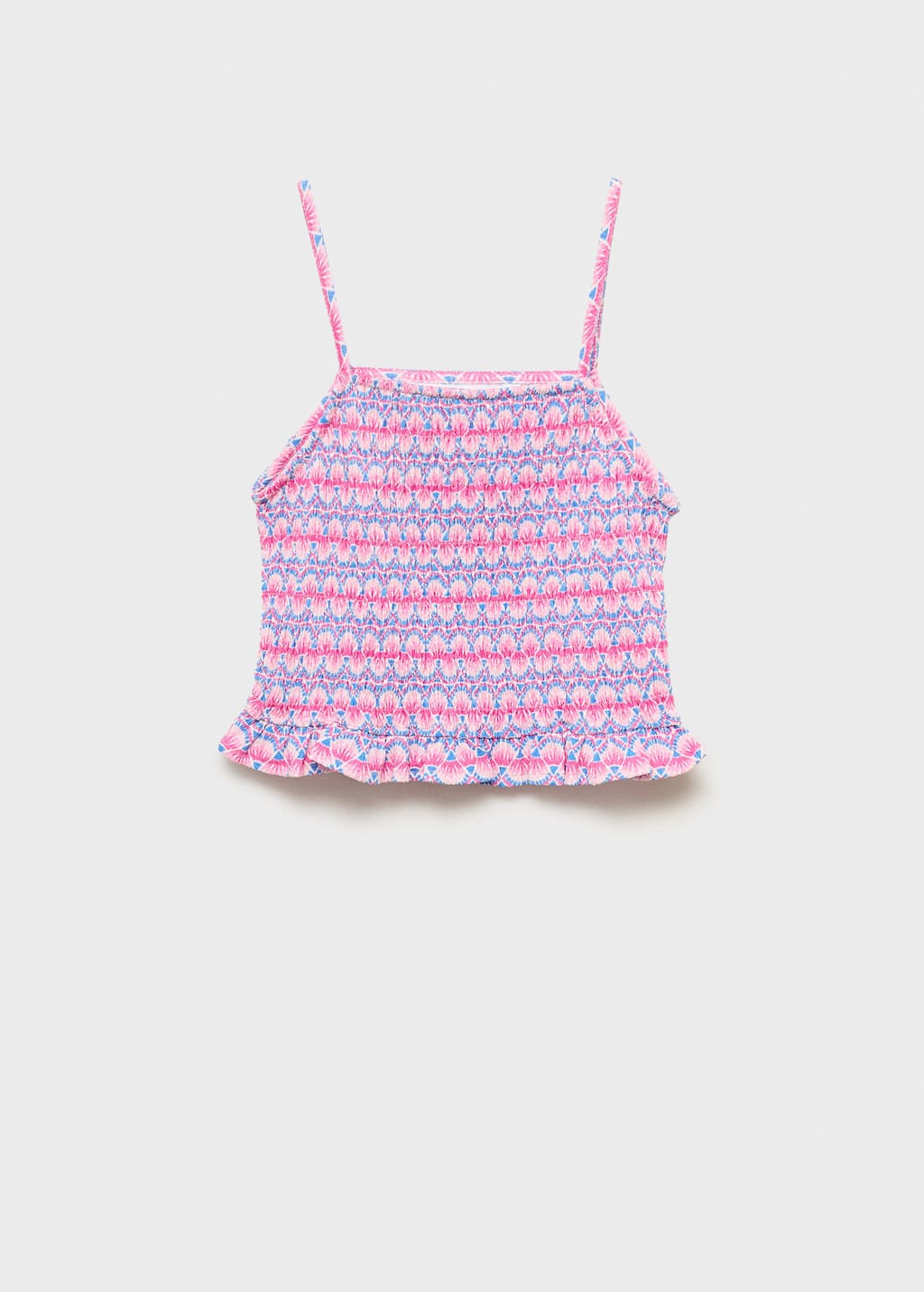 Mango Print Ruched Top Pink In Pink