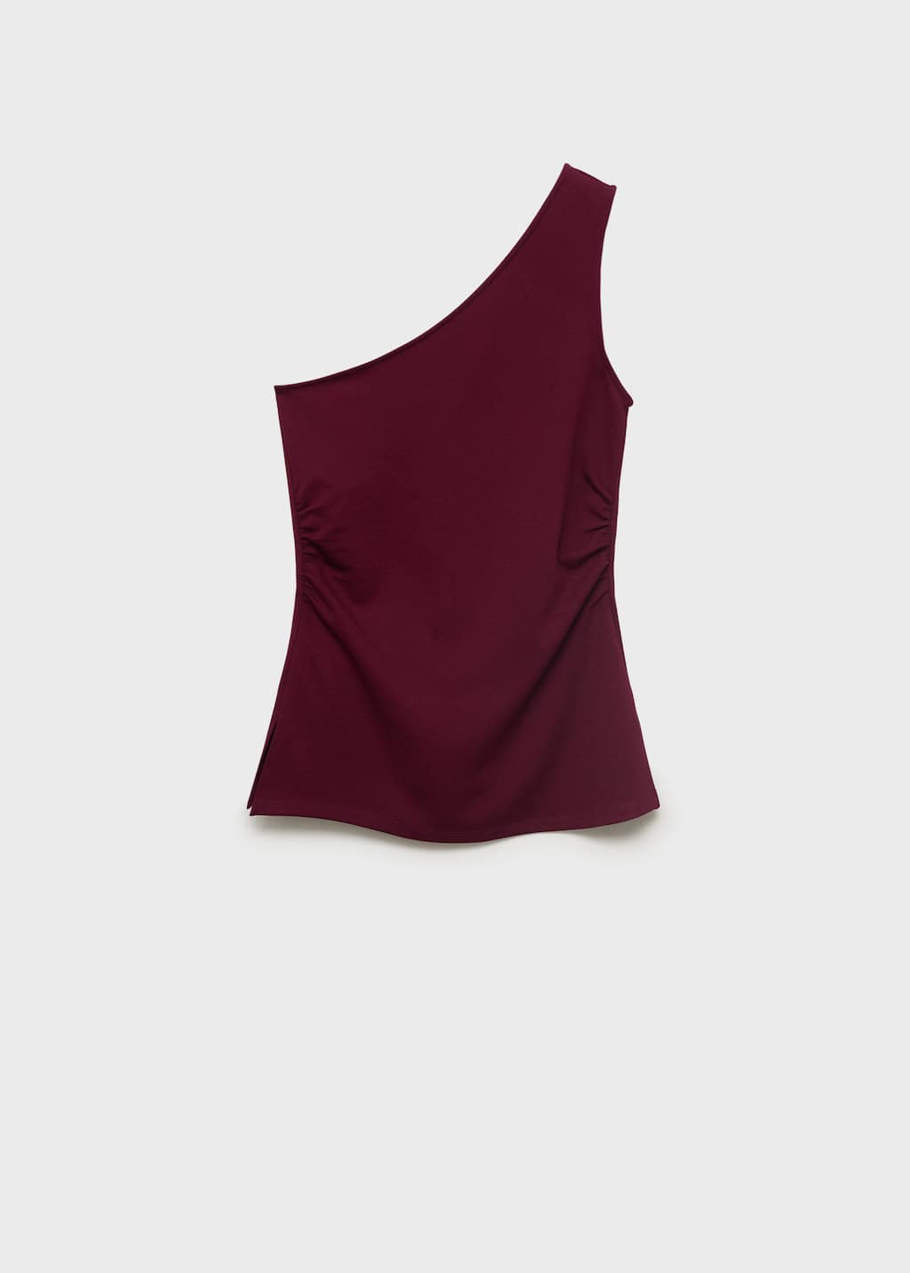 Mango Asymmetrical Draped Top Burgundy