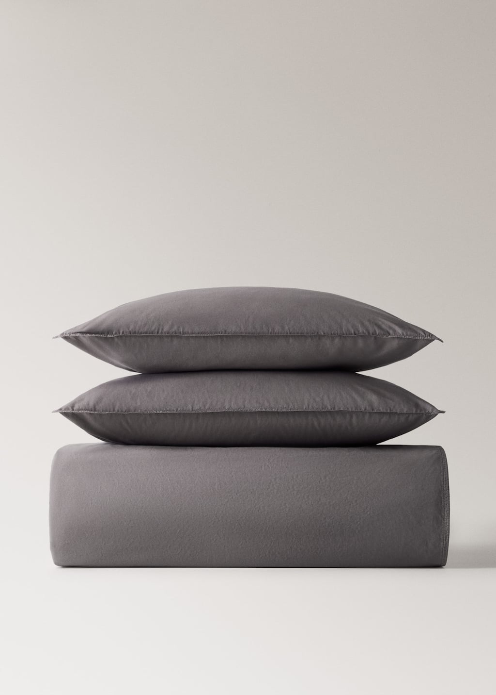 Mango Home Cotton Poplin Double-stitched Children's Duvet Cover Queen Bed Grey In Gray