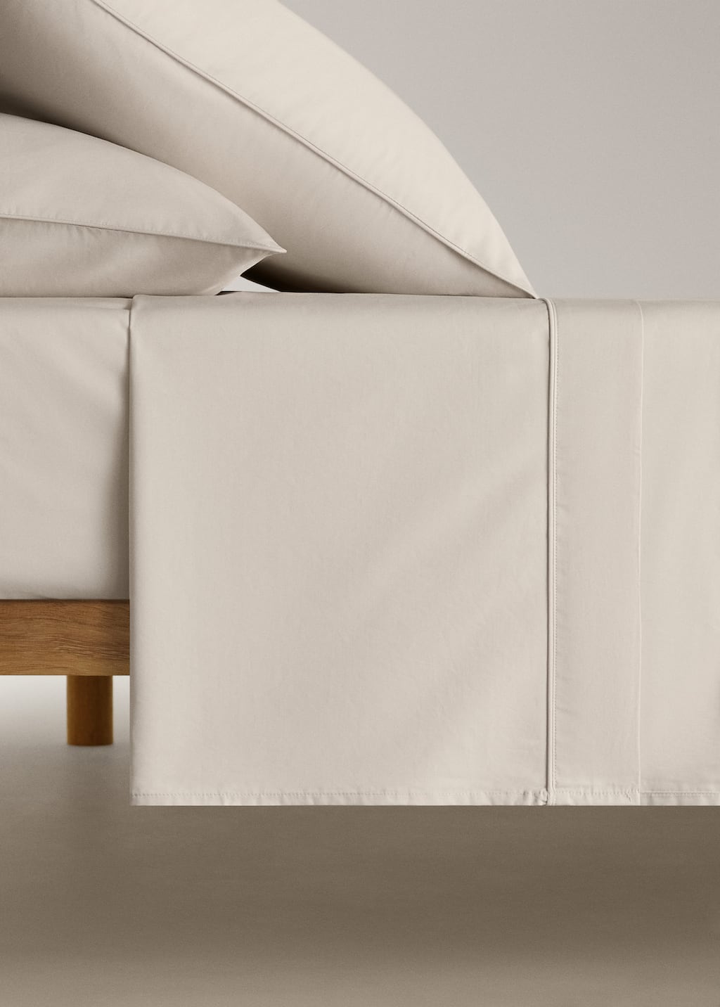 Mango Home Drap Percale De Coton 500 Fils Détail Passepoilé Arrondi Lit 90 Cm Beige - Home - Lit 90 Cm - Mango  In Sand