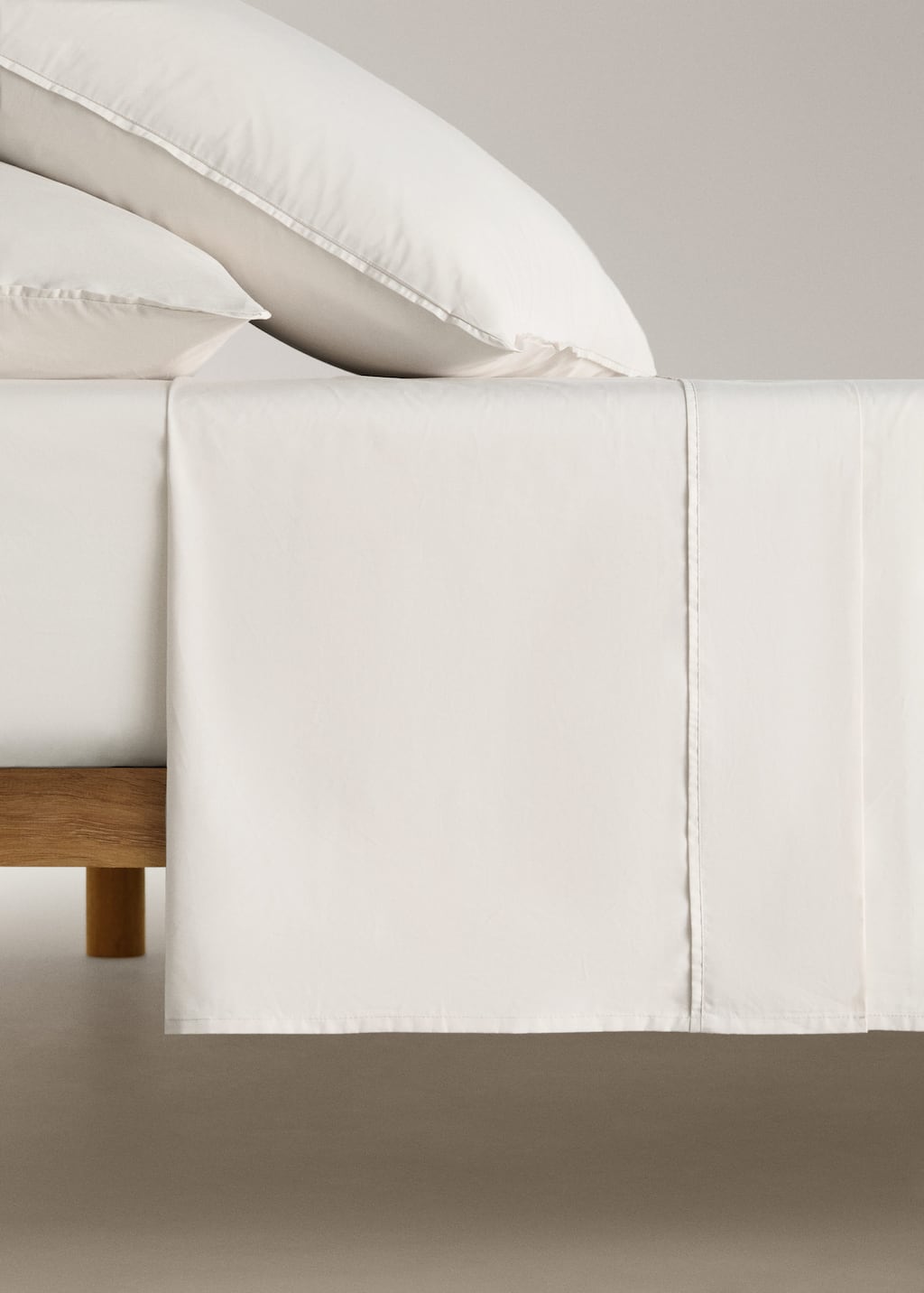 Mango Home Drap Plat Percale De Coton 300 Fils Lit 150/160 Cm Ivoire - Home - Lit 150/160 Cm - In White