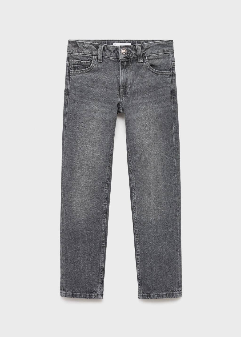 Mango Kids' Turned-up Straight Jeans Denim Grey In Gray