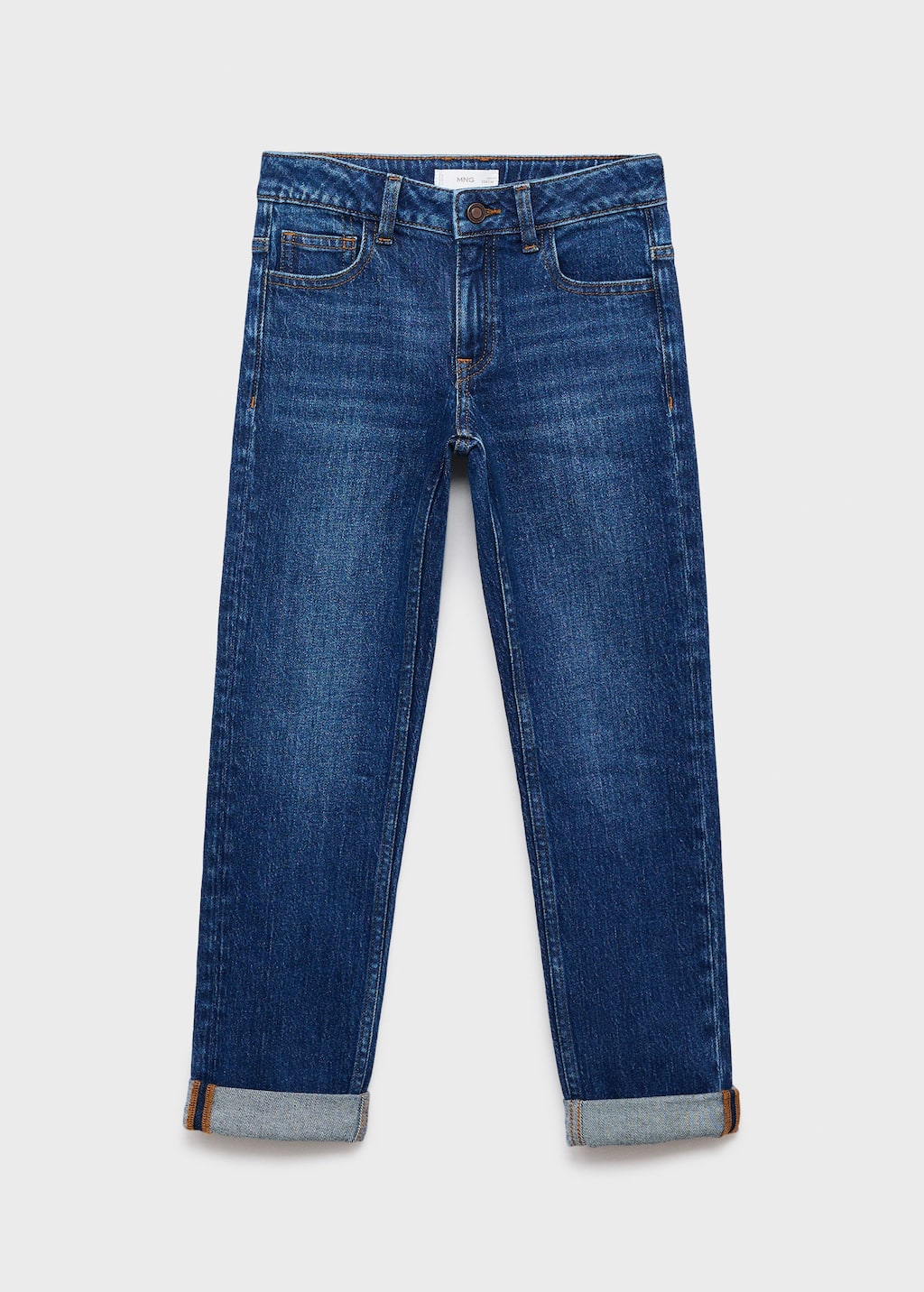 Mango Jean Droit À Revers Bleu Foncé - Enfants - 13-14 Ans - Kids In Blue