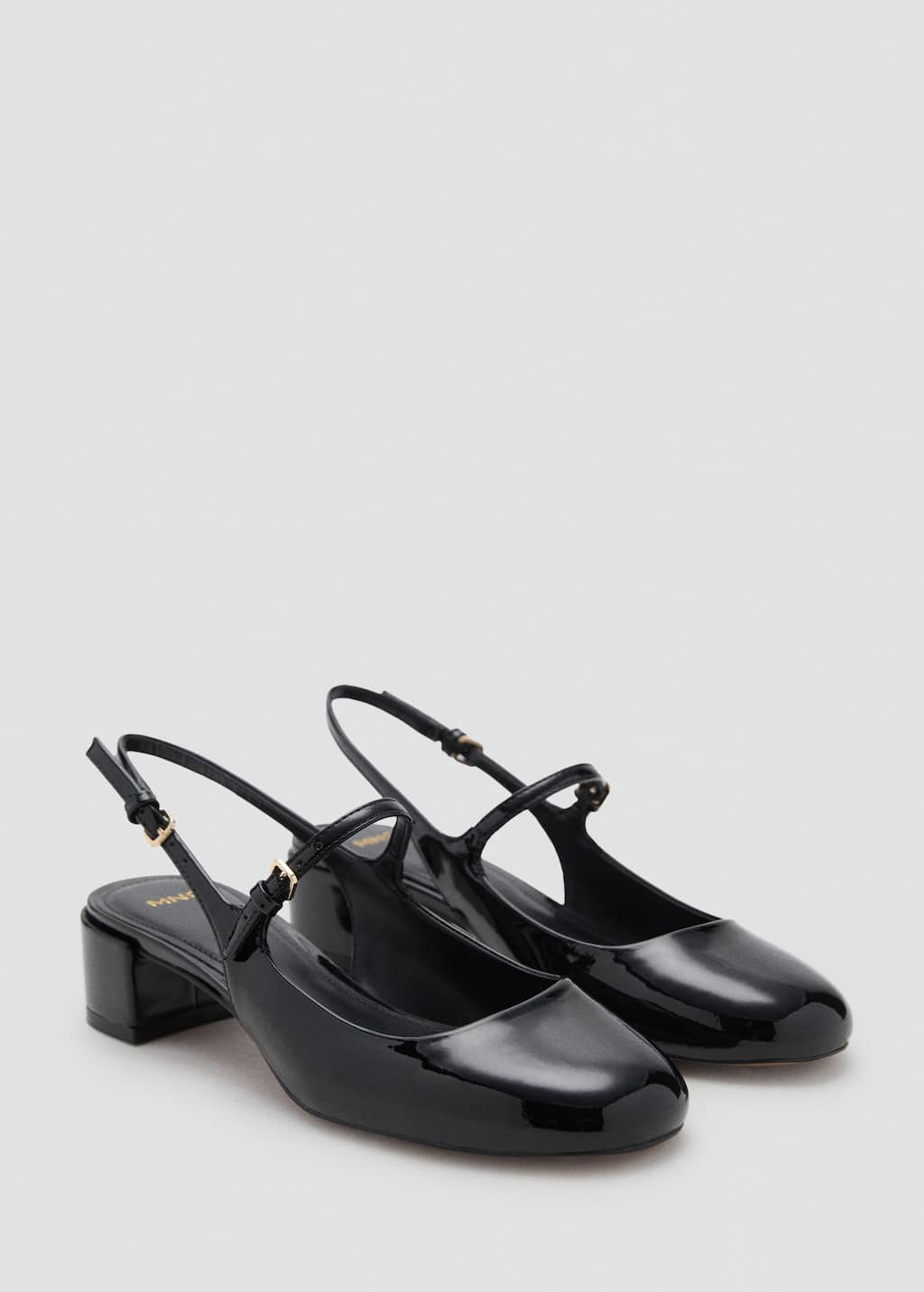 Mango Slingback Heeled Mary Janes In Black