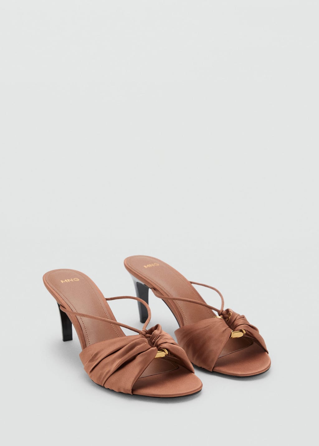 Mango Hardware Detail Slingback Heeled Sandals In Orange