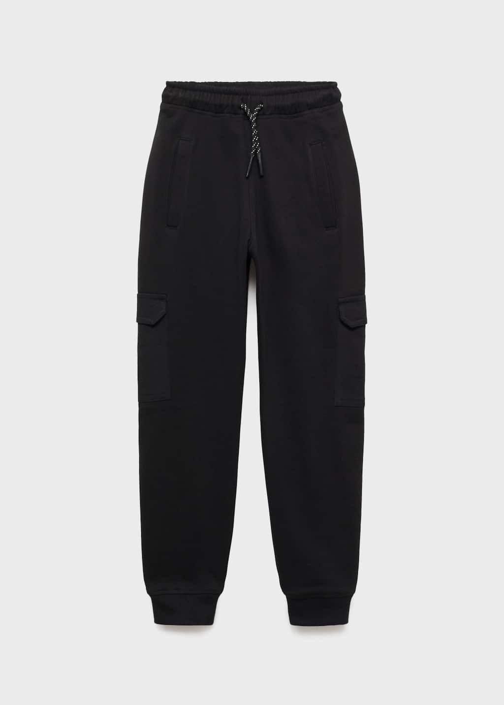 Mango Cargo Joggers With Drawstring Black In Black