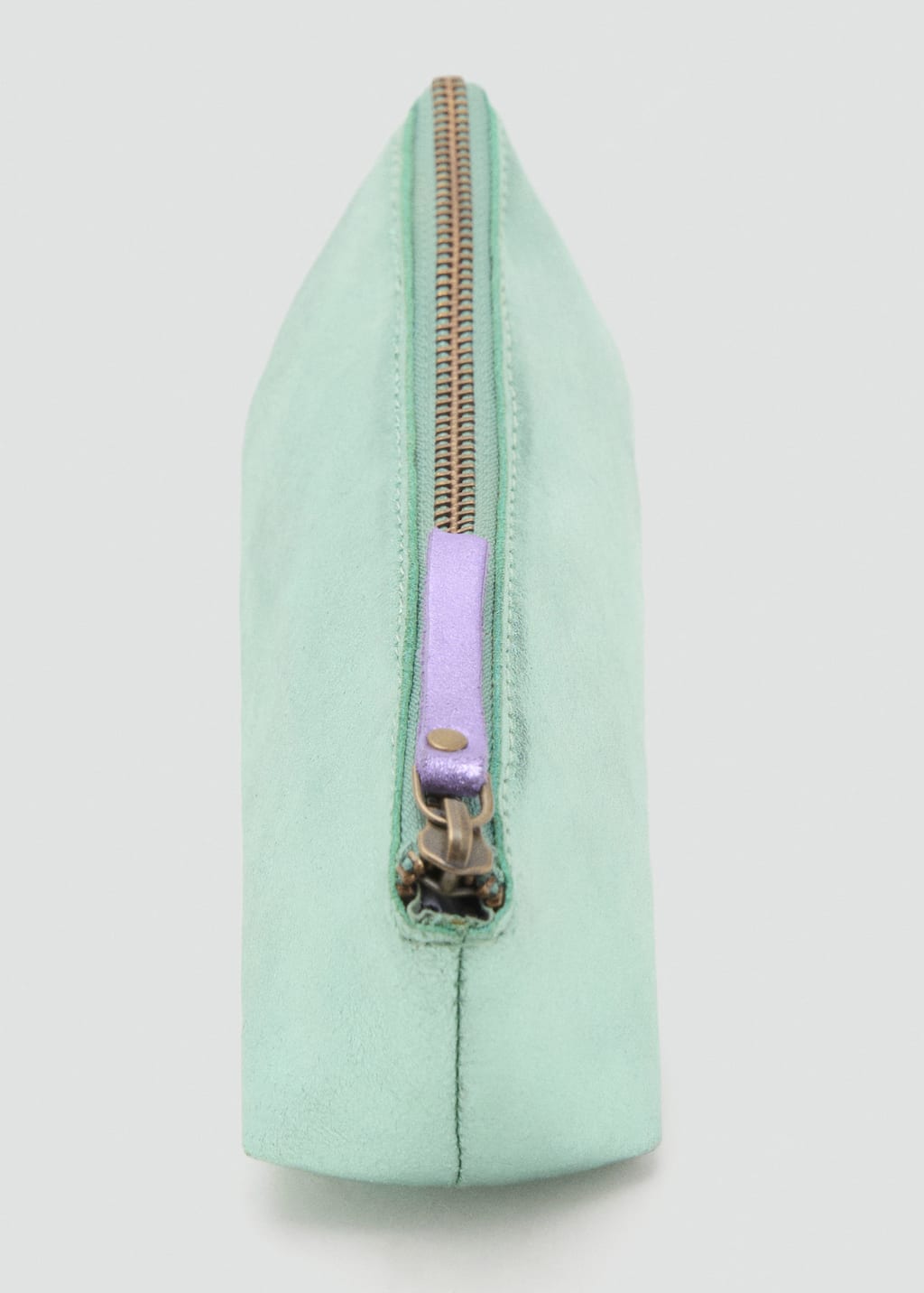 Metallic-effect leather pouch