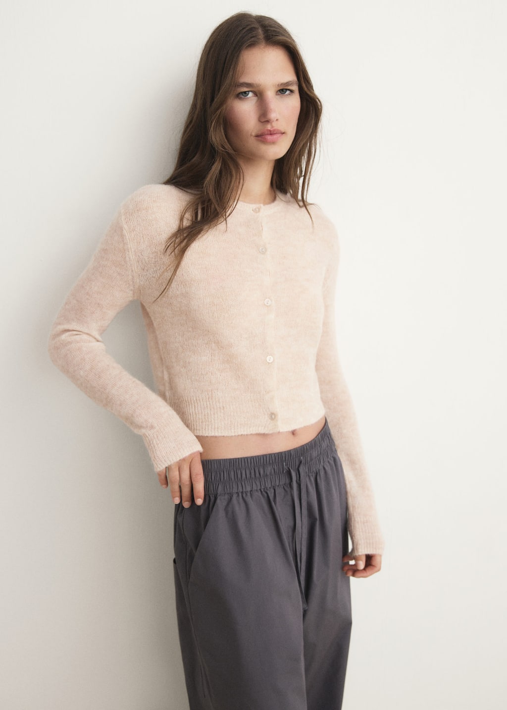 Short wool cardigan