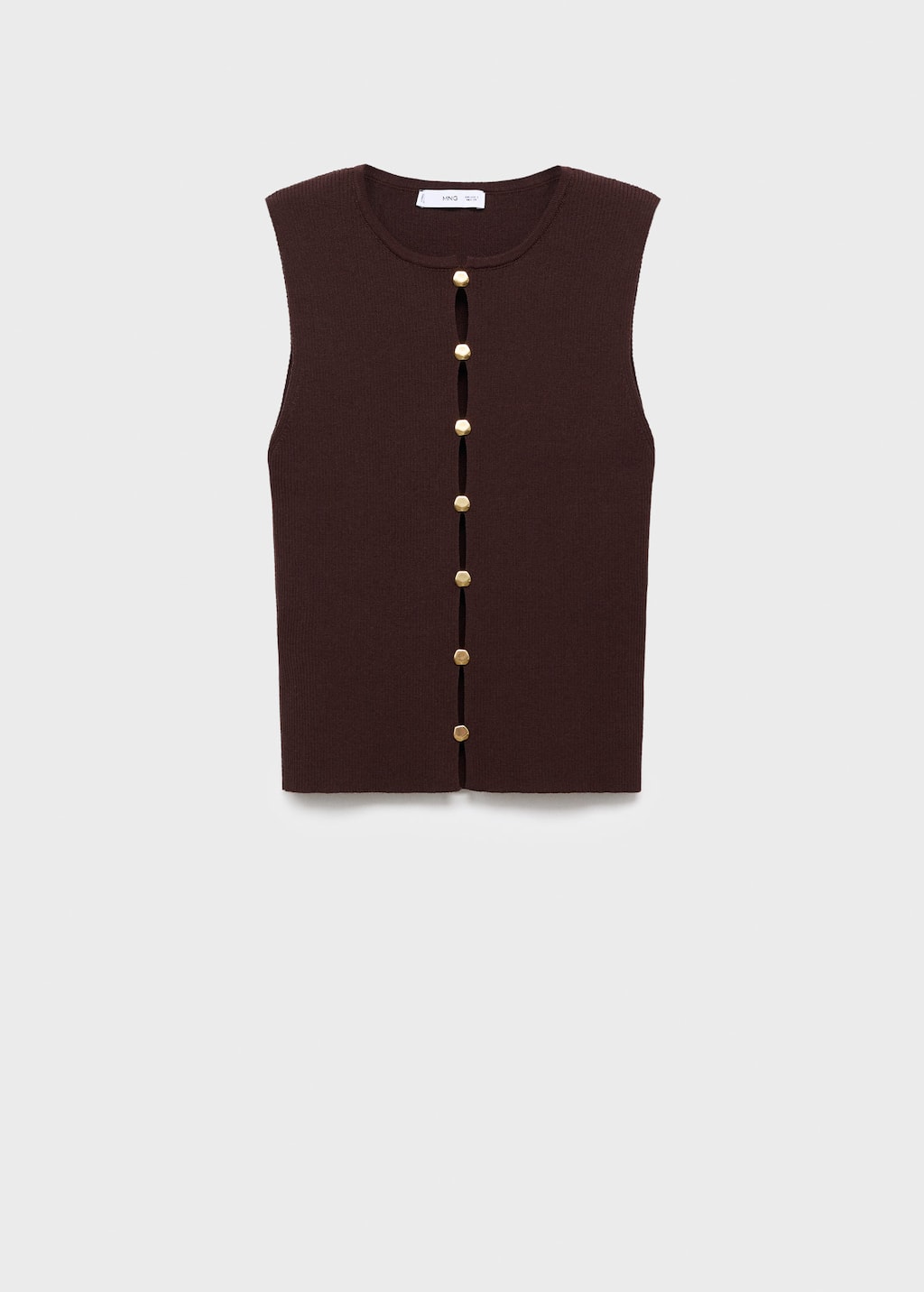 Mango Gilet Maille Fentes Marron - Femme - Xl -  In Brown