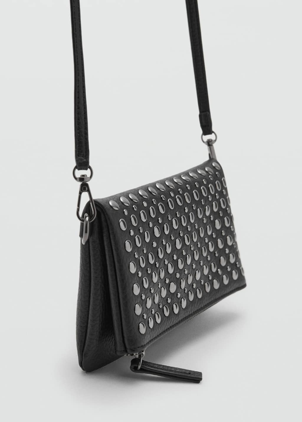 Mango Teen Studded Shoulder Bag Black In Black