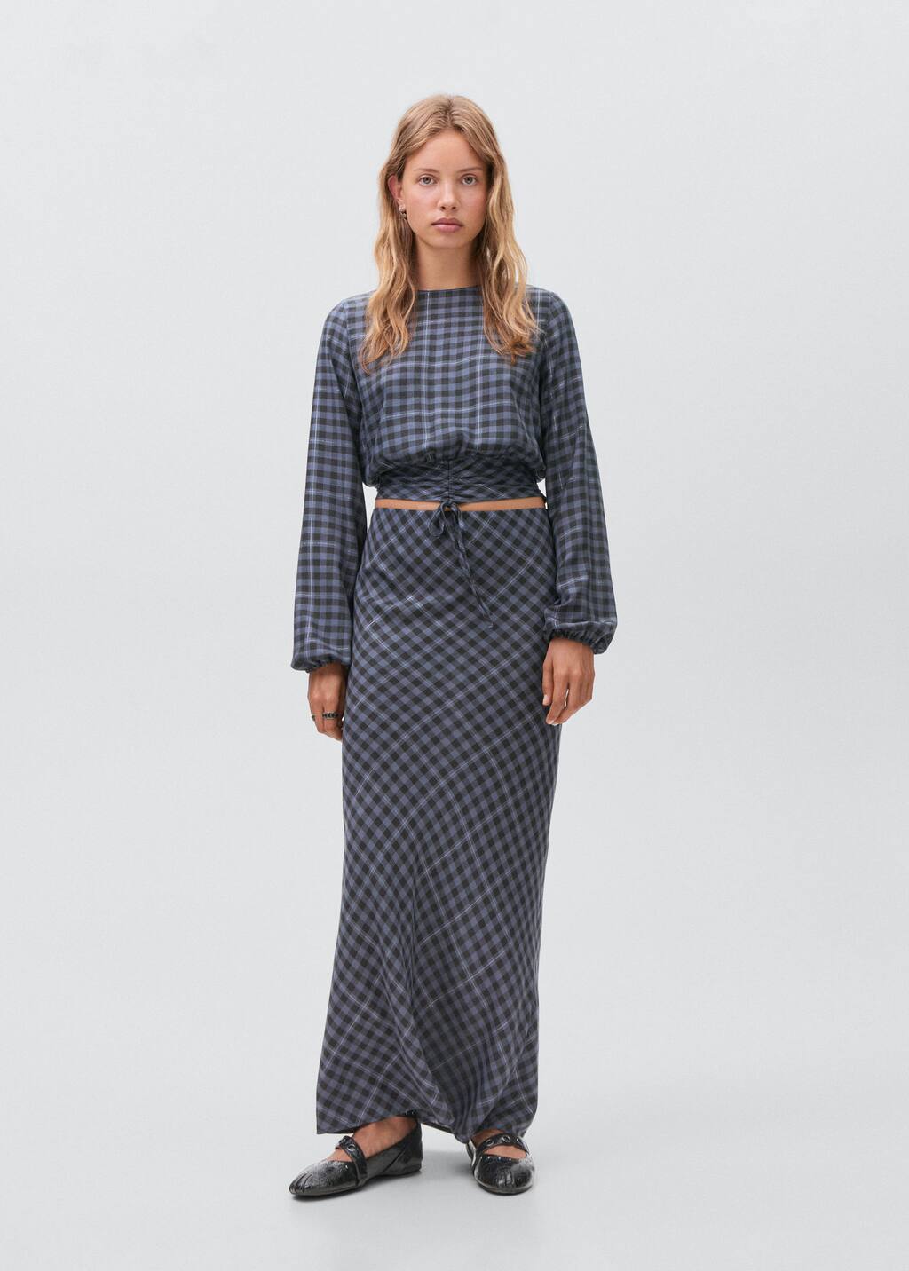 Check blouse with lurex detail