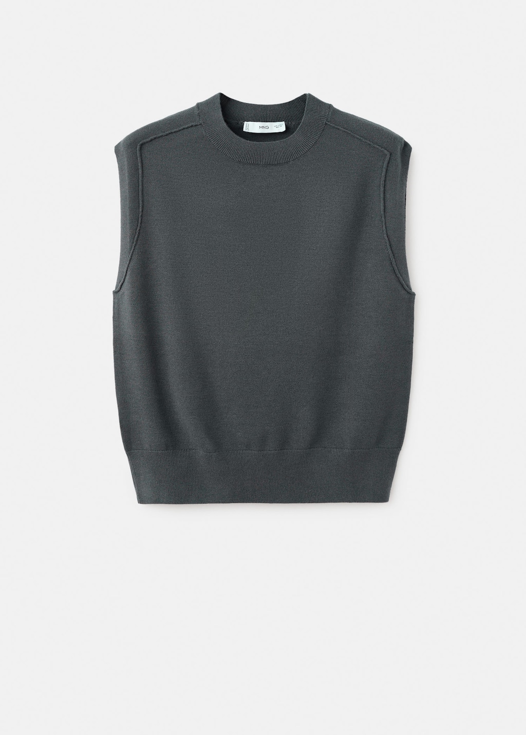 Mango Knitted Waistcoat With Seam Detail Charcoal In Gray