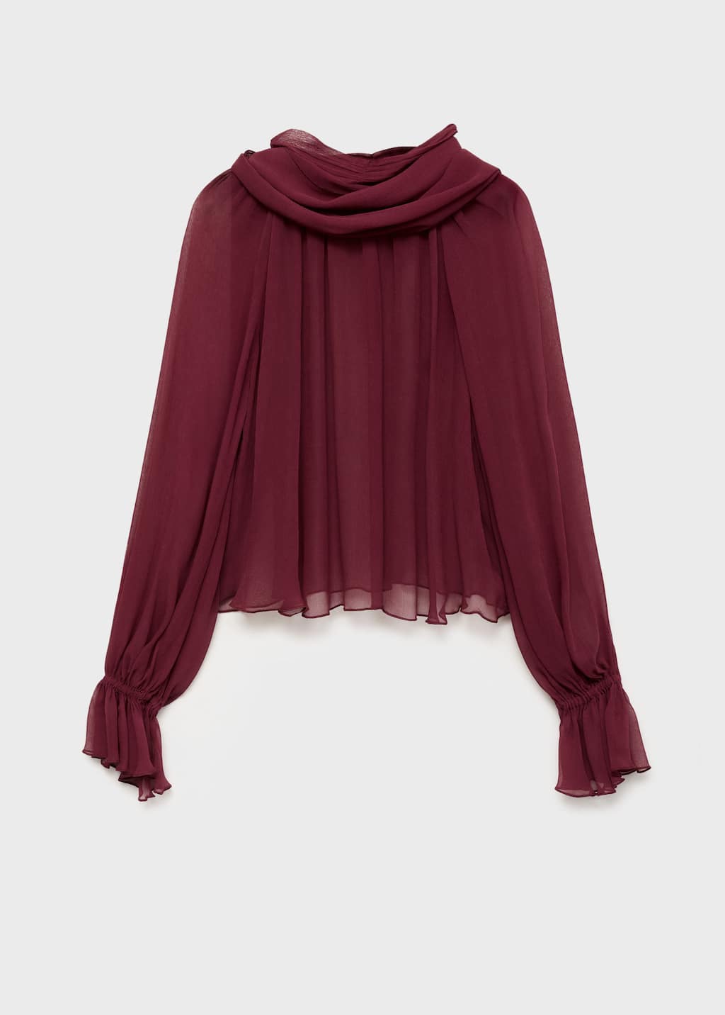 Mango Semi-transparent Blouse With Foulard Burgundy In Burgundy