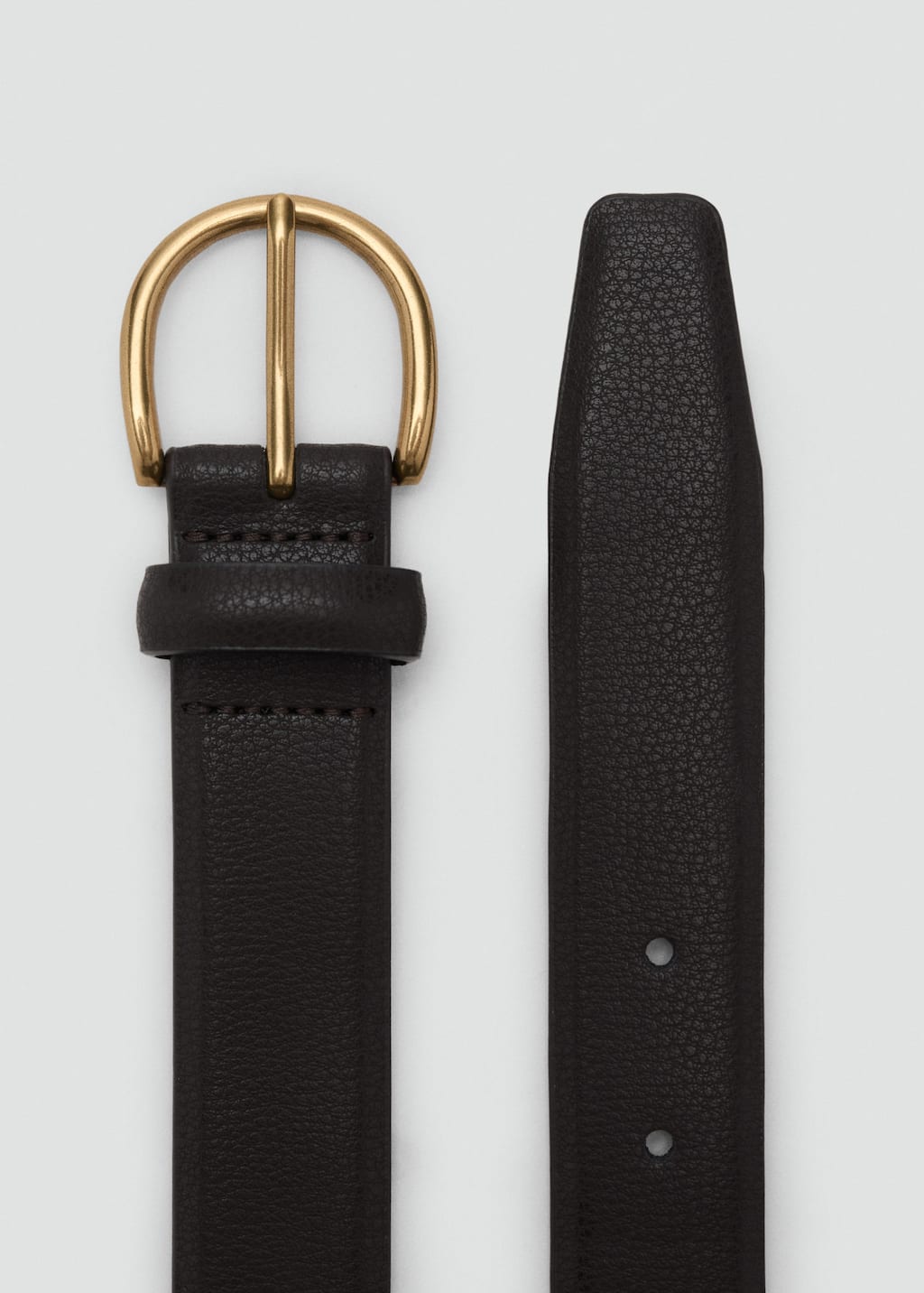 Mango Man Pebbled Leather Belt Dark Brown In Brown
