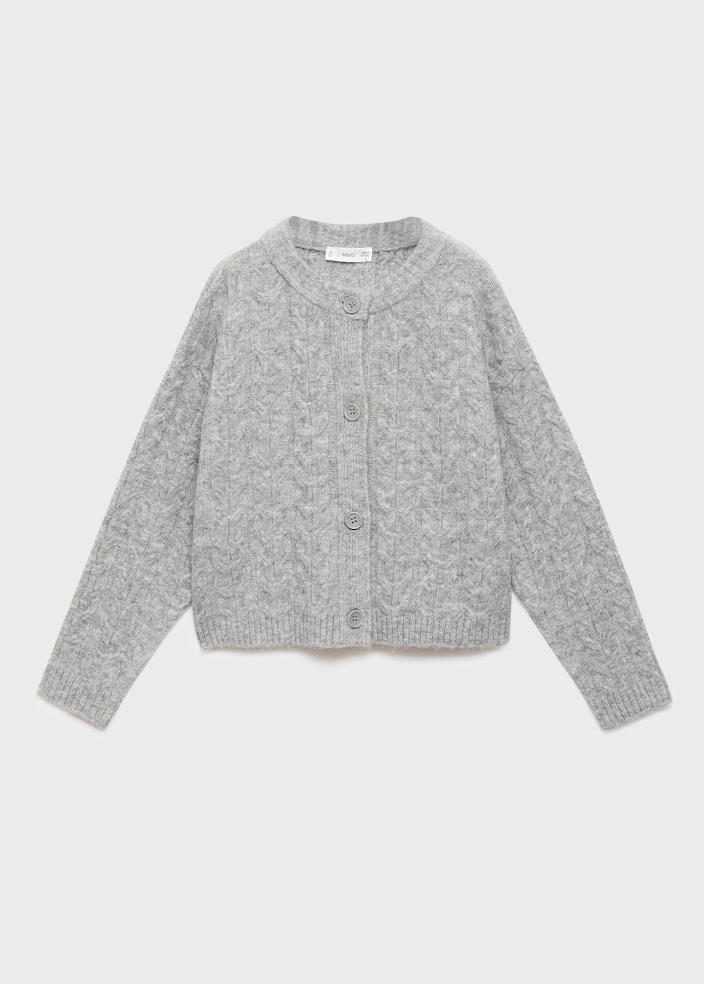 Mango Knitted Button Cardigan Medium Heather Grey In Gray