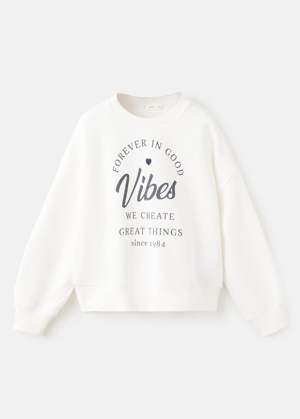 Mango Kids' Printed Cotton Sweatshirt Off White