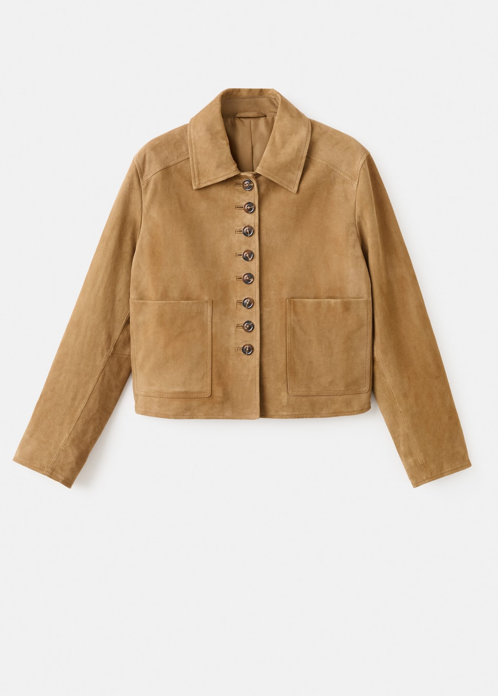 Mango Suede Jacket With Buttons Ochre In Brown