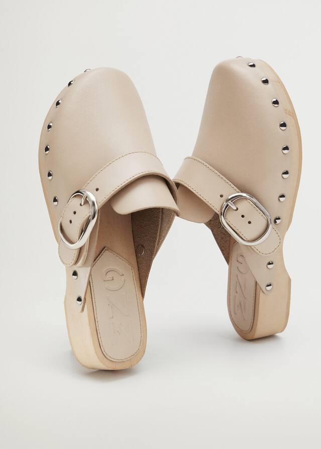 mango studded leather clog