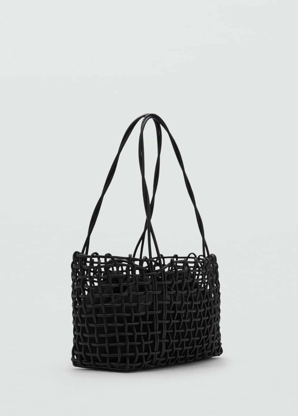 Mango Sac Porté Épaule Tressé Noir - Femme - Taille Unique -