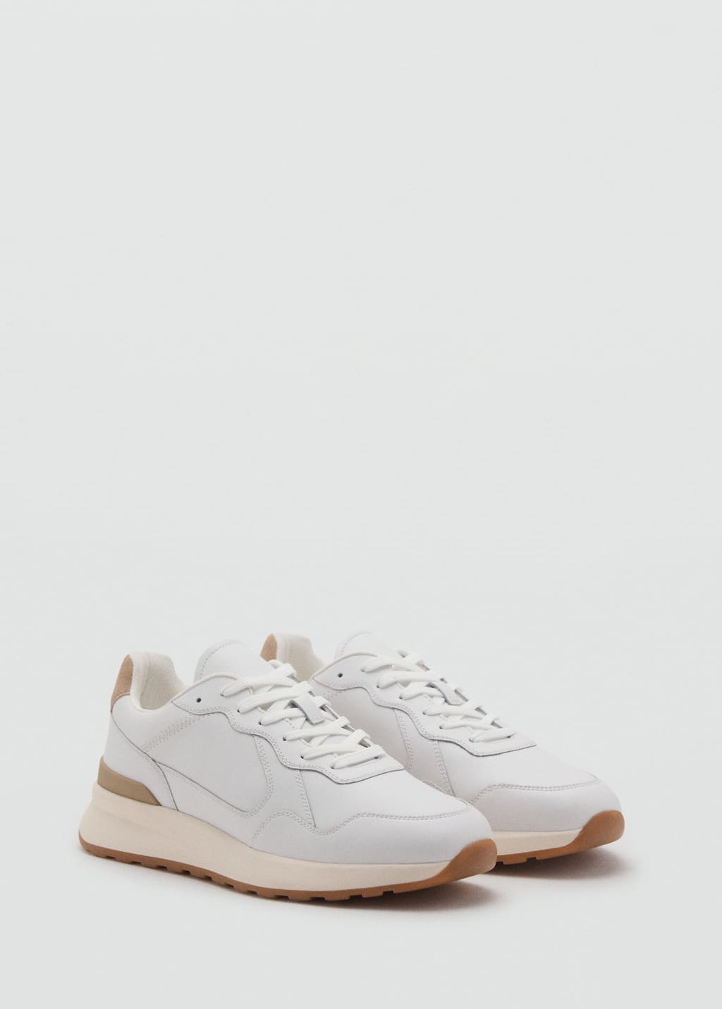 Mango Man Tennis Combinées Cuir Beige - Homme - 45 -