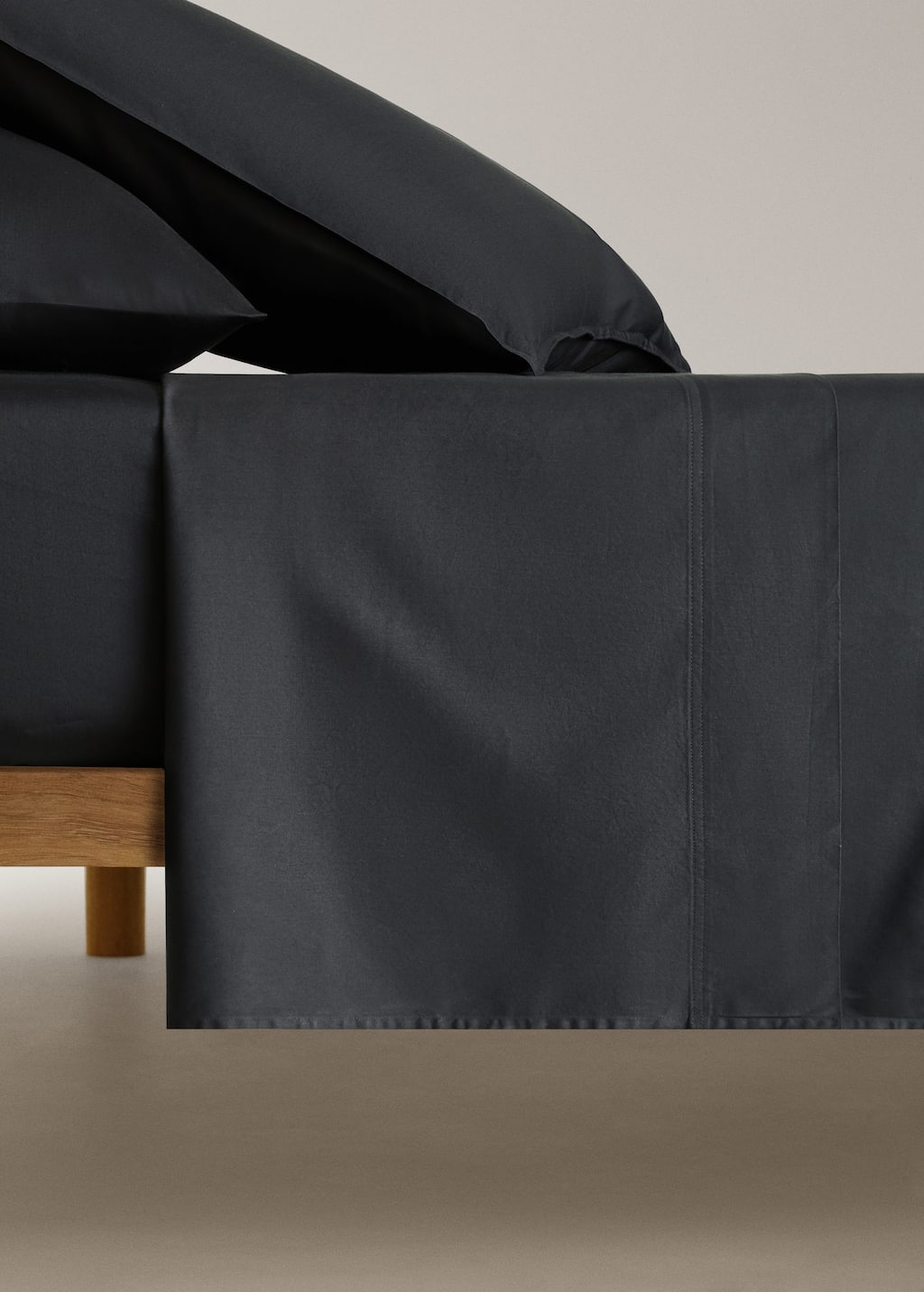 Mango Home Washed Cotton Satin Double-stitched Top Sheet For 90 Cm Bed In Gray