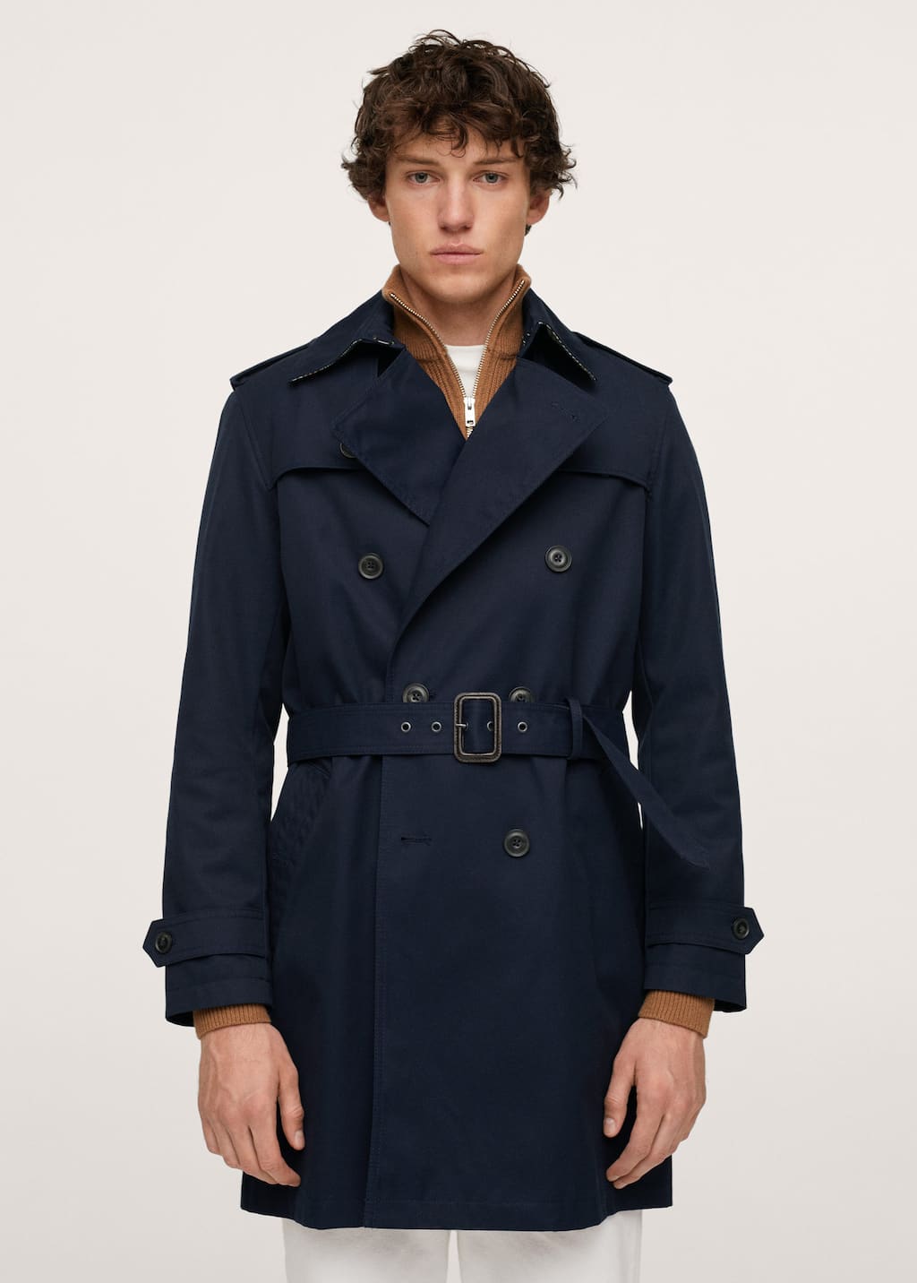 mango navy trench coat