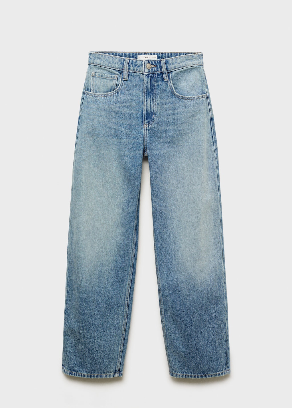 Mango Jean Balloon Taille Haute Bleu Moyen - Femme - 46 - In Black