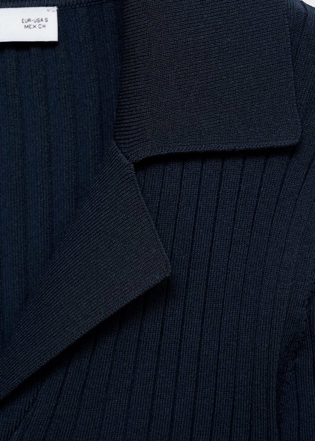 Ribbed lapel cardigan