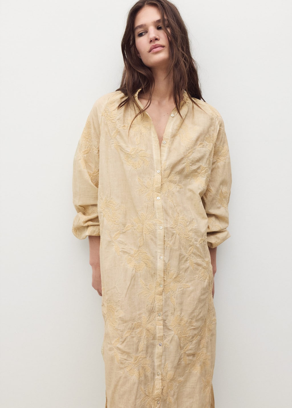 Overdyed embroidered cotton nightdress
