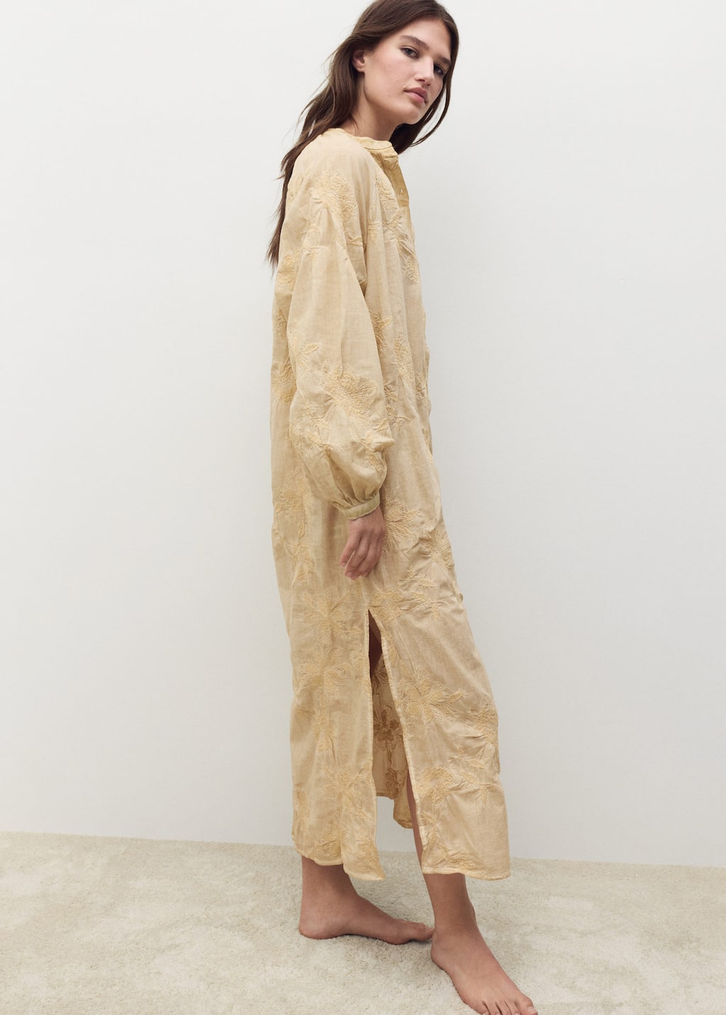 Overdyed embroidered cotton nightdress