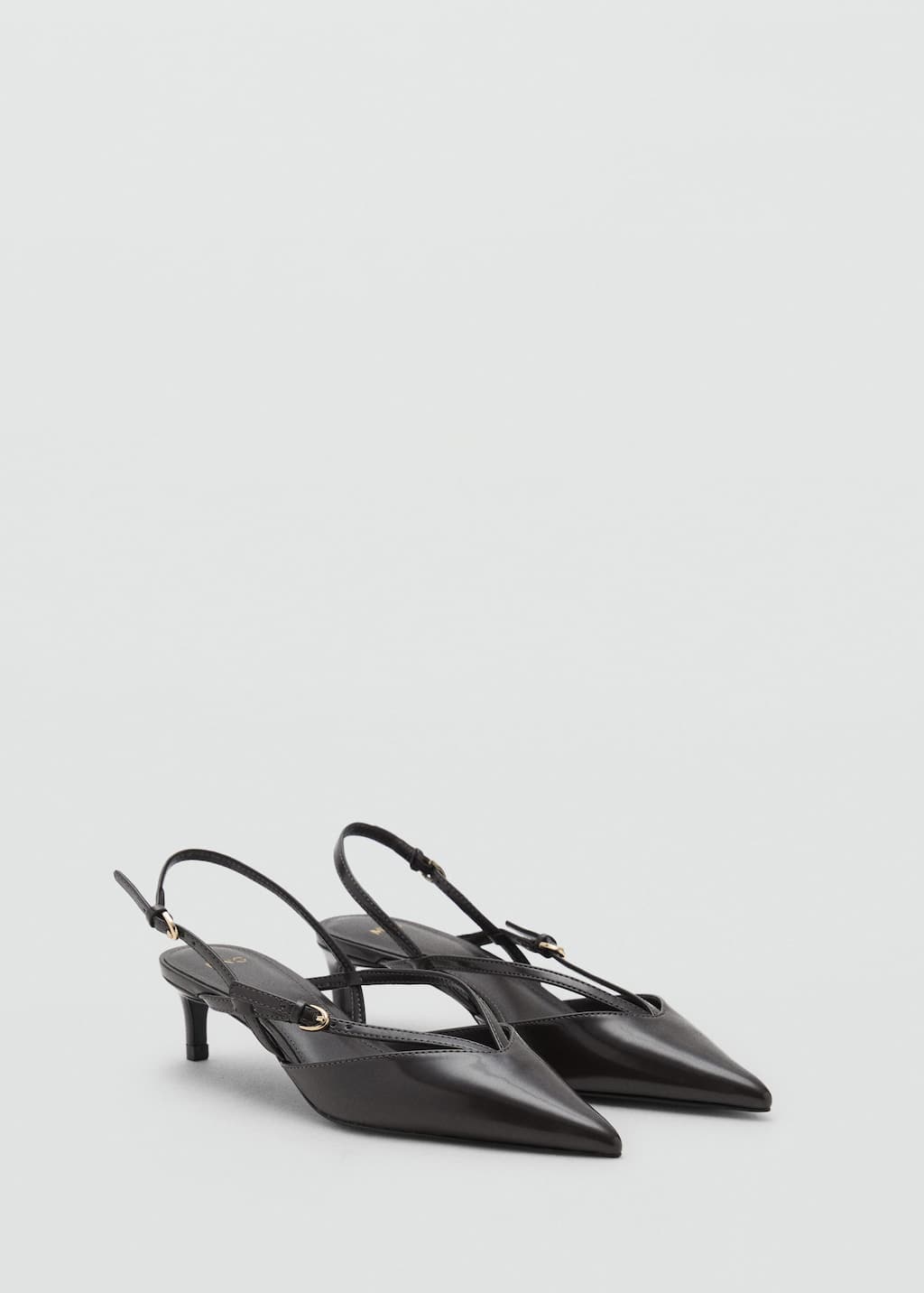 Mango Escarpin À Talon Kitten À Lanières Gris Chiné Foncé - Femme - 41 -