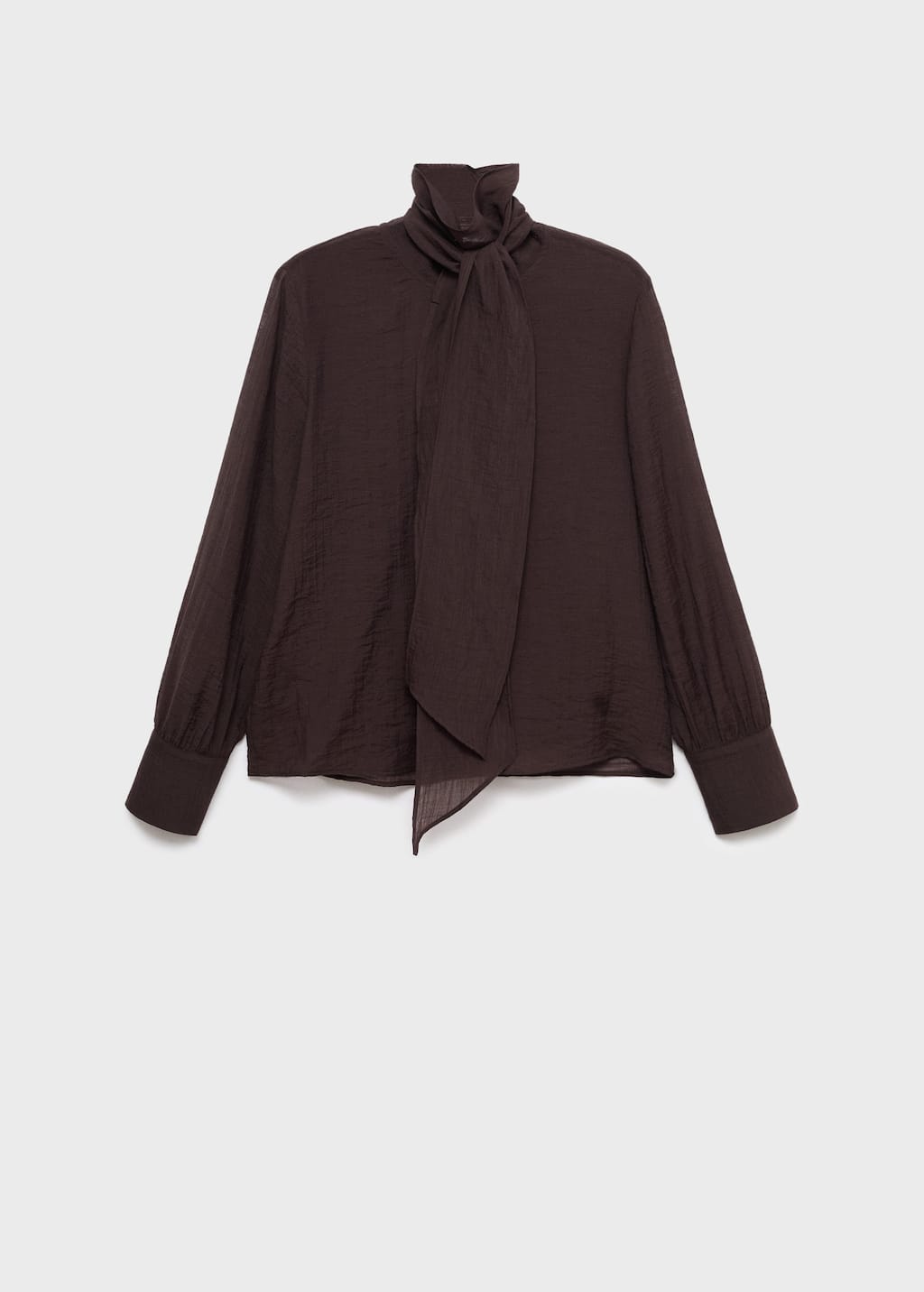 Mango Foulard Texture Blouse Chocolate In Brown