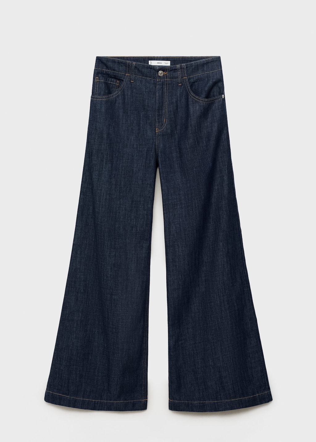 Mango Wide Leg Mid-rise Jeans In Blue