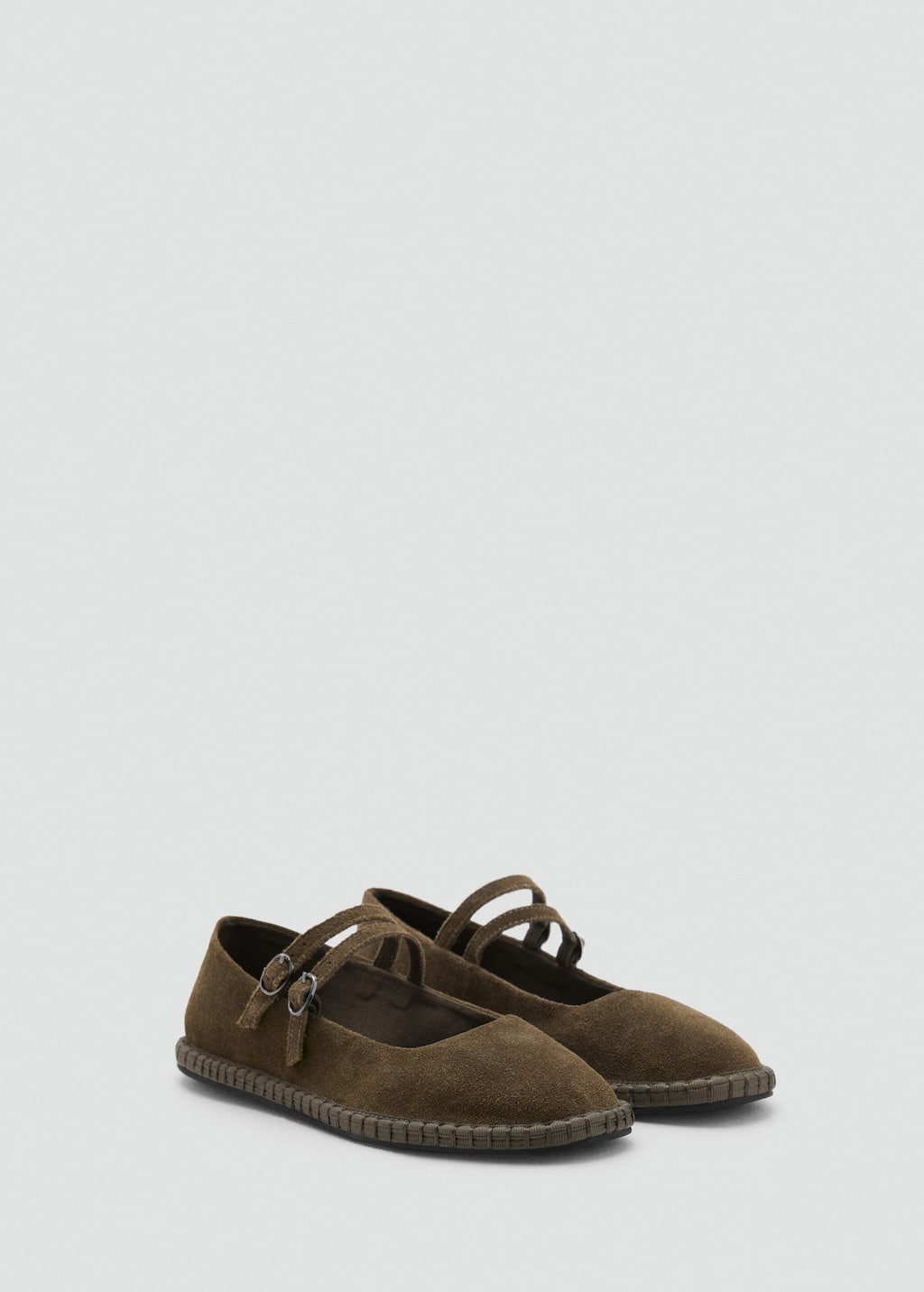 Mango Suede Ballet Flats Khaki In Brown