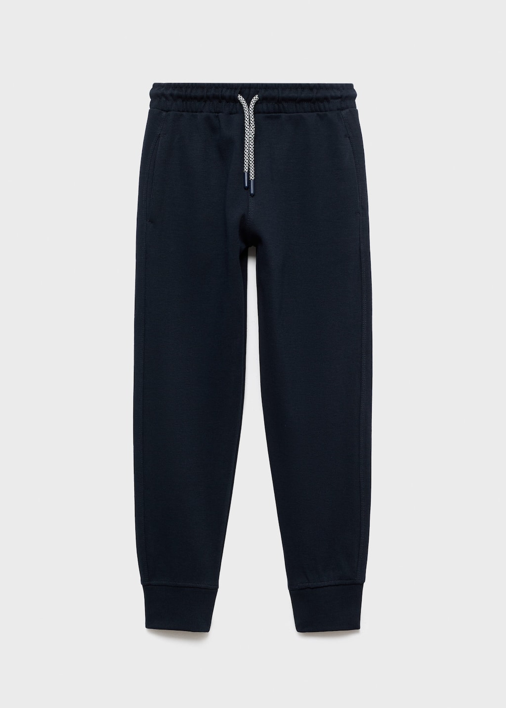 Mango Cotton Drawstring Joggers Navy In Blue
