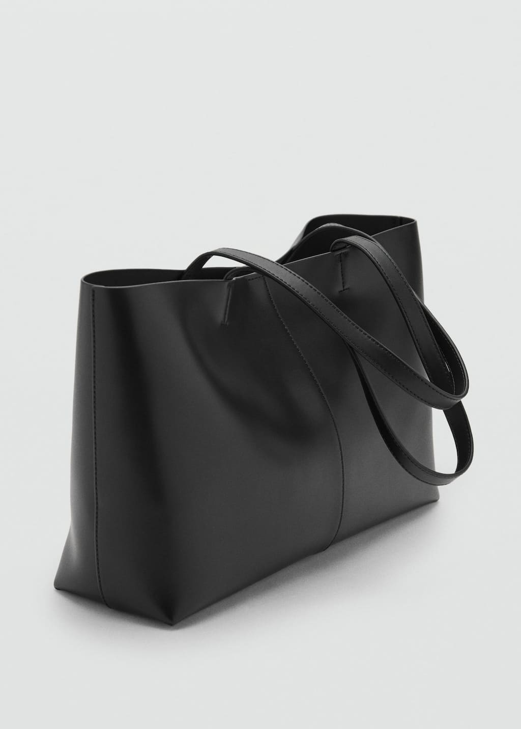 Mango Shopper Bag With Double Handle Black In Black