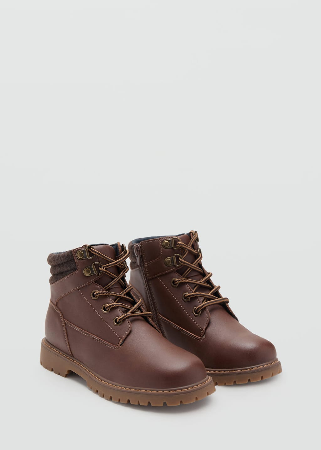 Mango Lace-up Mountain Boots Chocolate In Brown