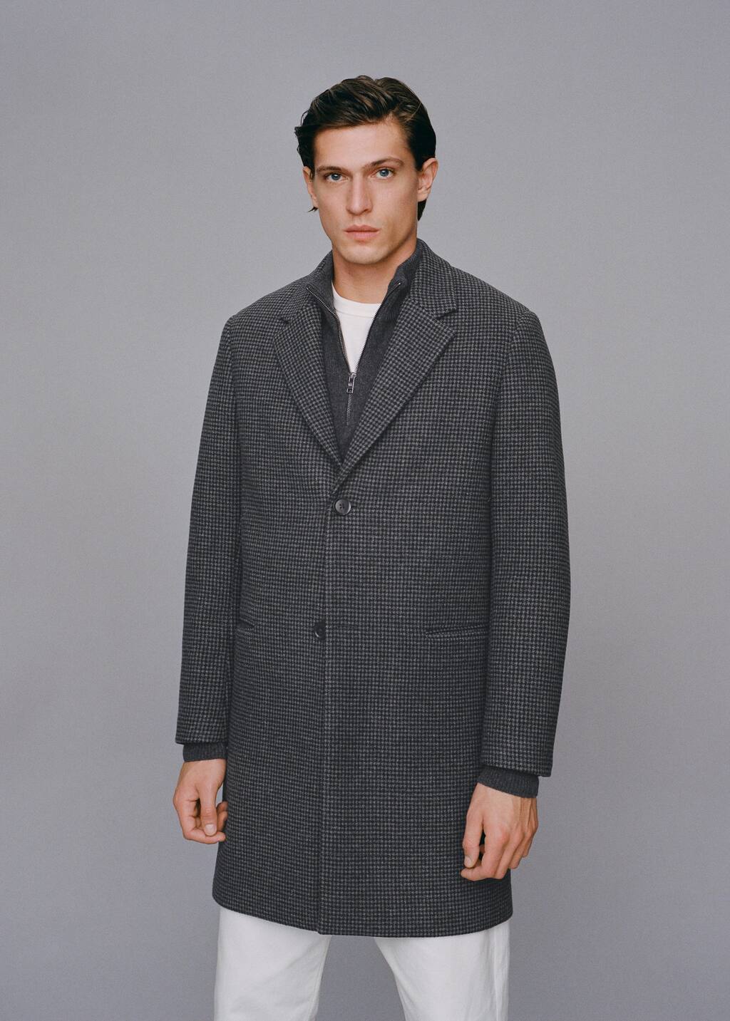 mens houndstooth wool coat