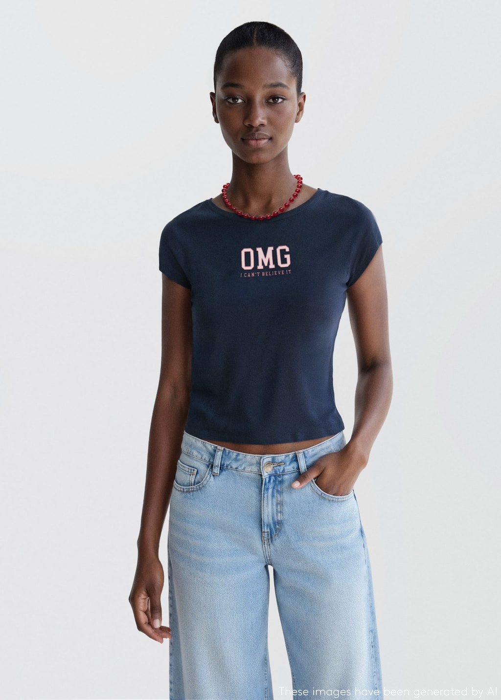 Mango Teen Printed Cotton-blend T-shirt Navy In Blue