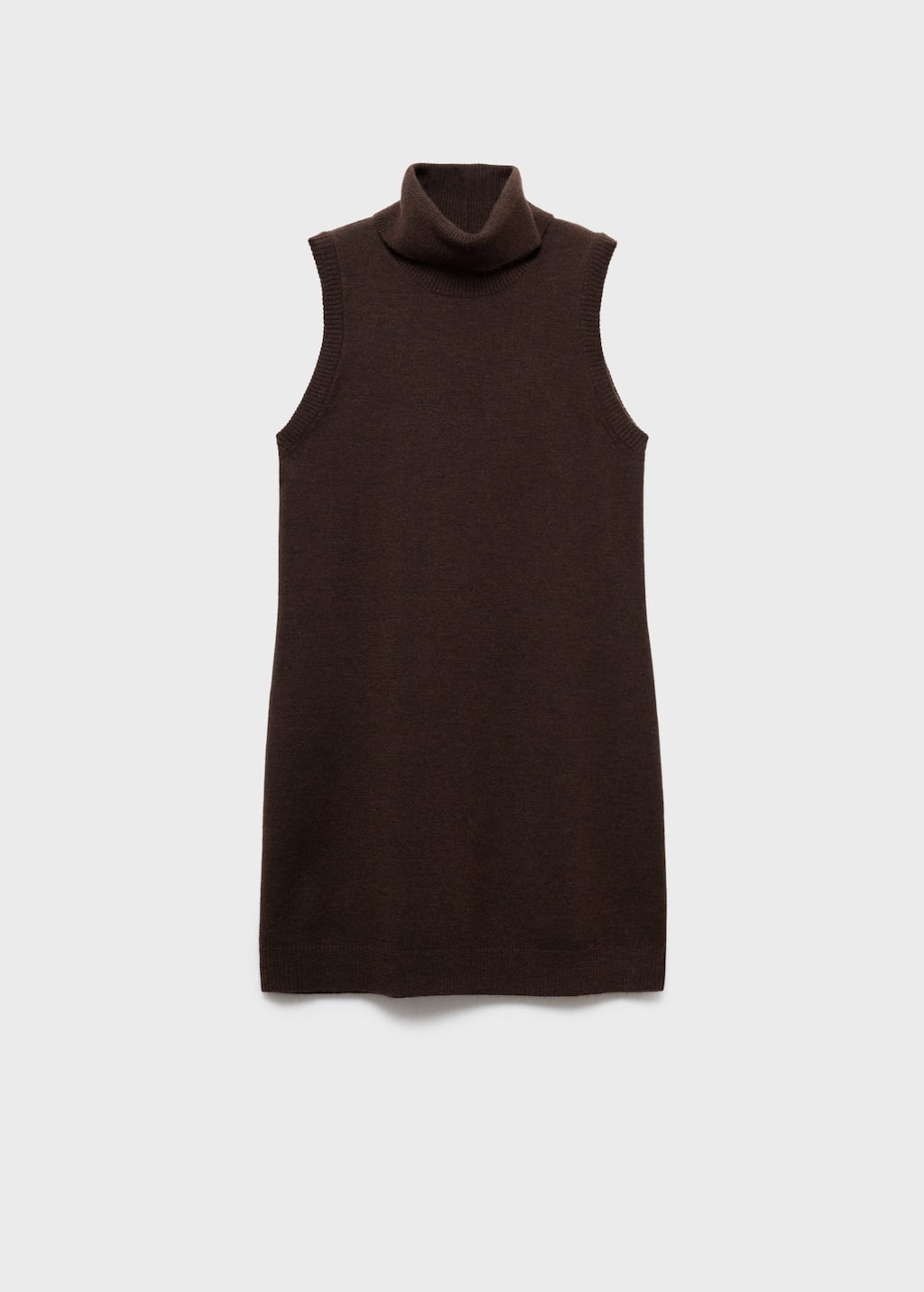 Mango Knitted Turtleneck Dress Chocolate In Brown