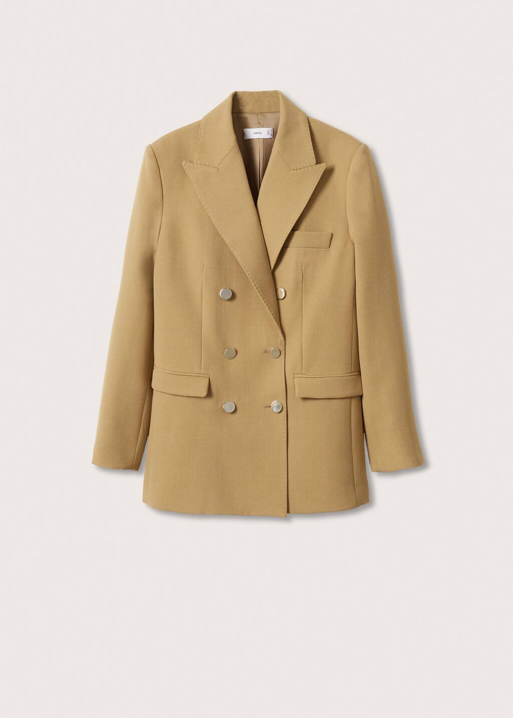 tan double breasted blazer