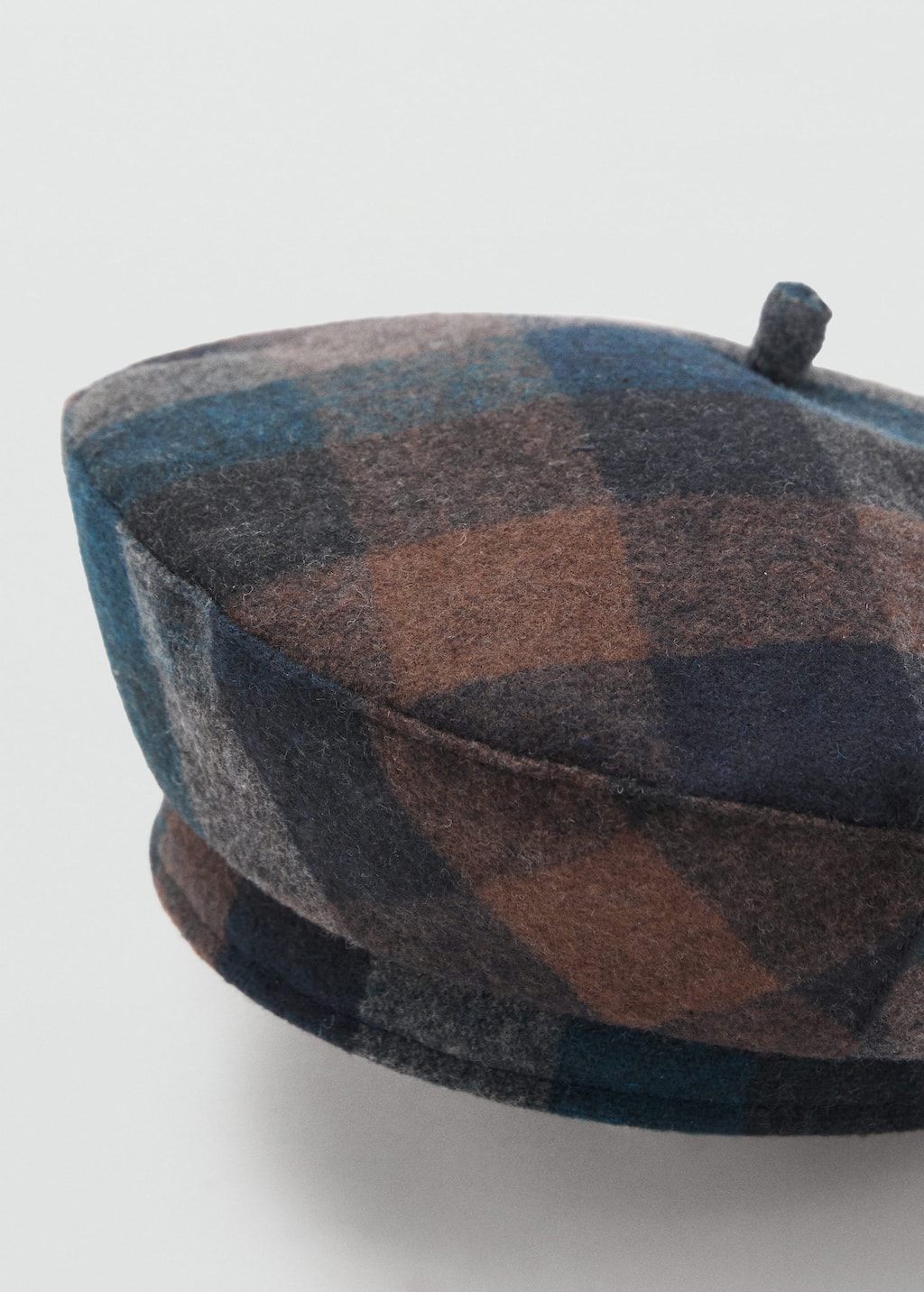 Mango Check Beret Blue
