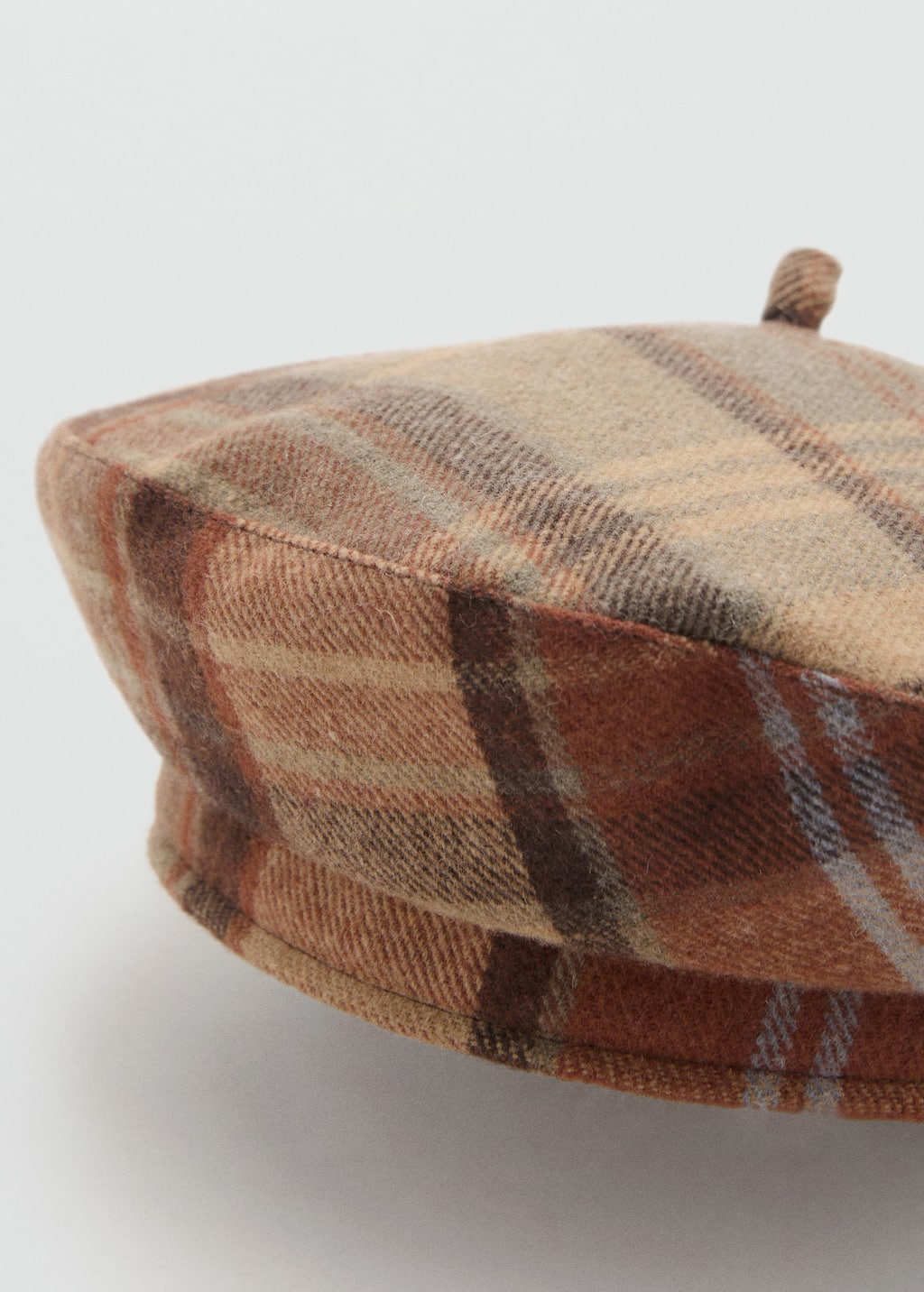 Mango Check Beret Brown