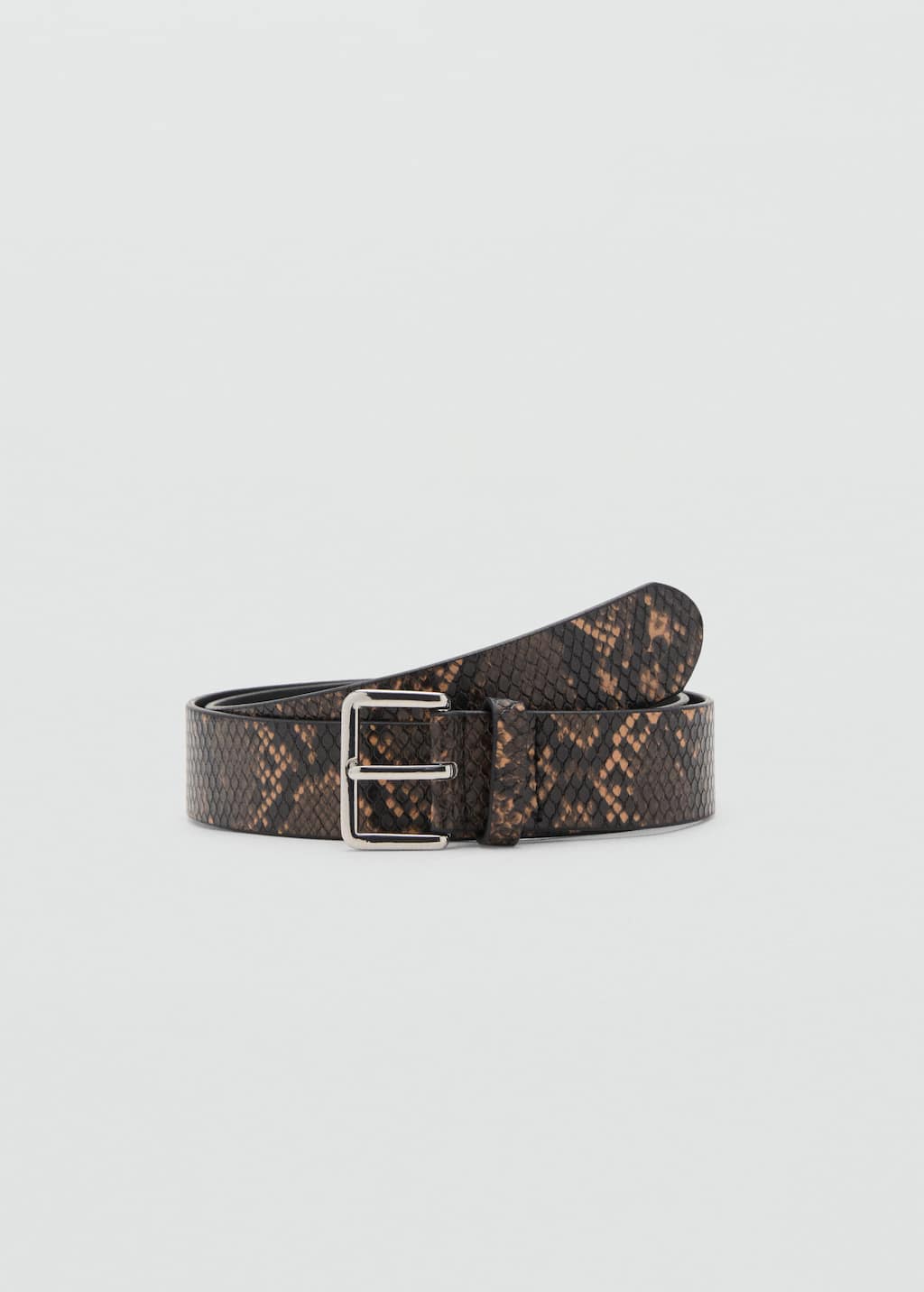 Snake-effect leather belt