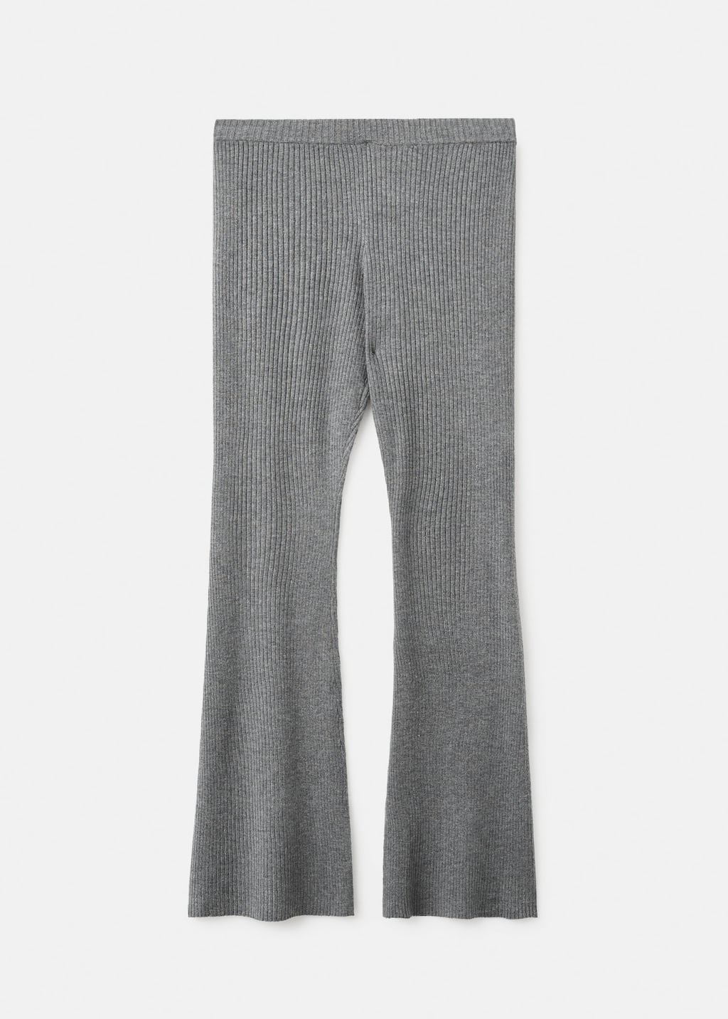 Mango Teen Ribbed Flared Trousers Dark Heather Grey In Gray
