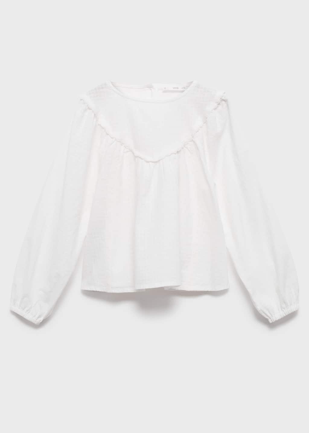 Mango Blouse With Lace Trim Details White In White