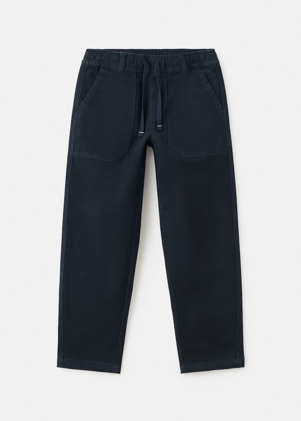 Mango Straight Cotton Trousers Navy In Blue